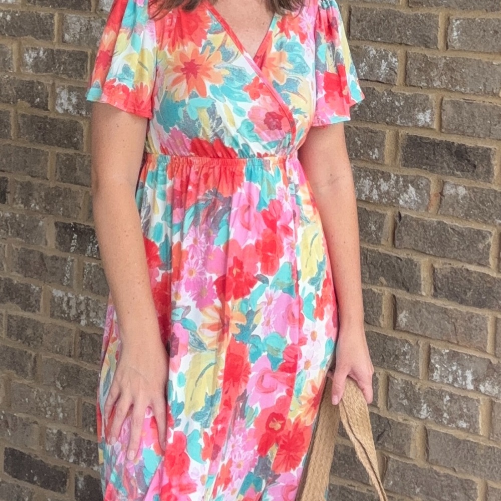 Floral Multicolor Wrap Dress